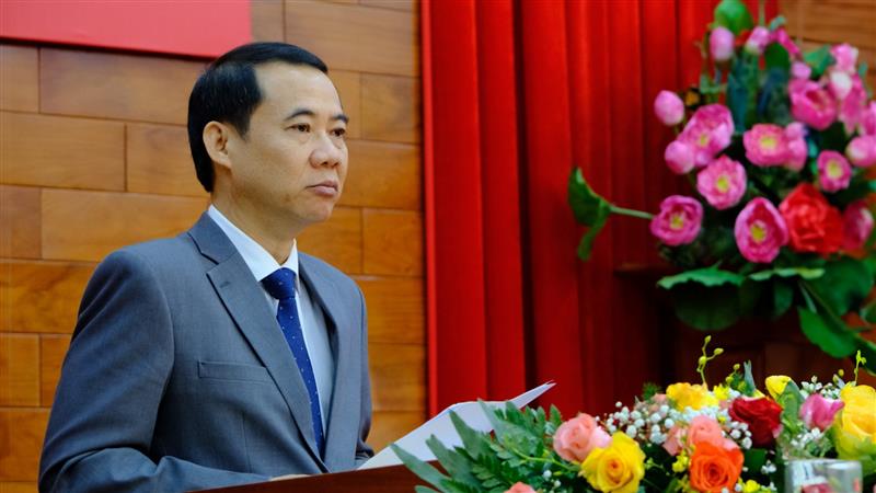 Đồng chí Nguyễn Thái Học - Quyền Bí thư Tỉnh ủy Lâm Đồng phát biểu nhận nhiệm vụ